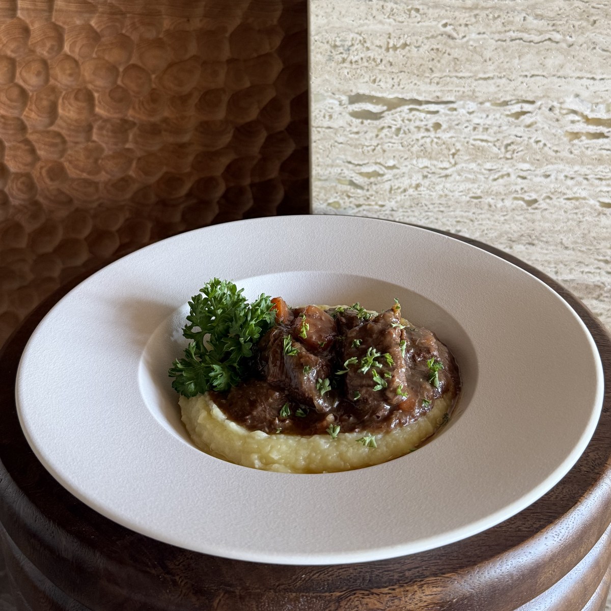 Slow cooked Beef Stew with pomme puree