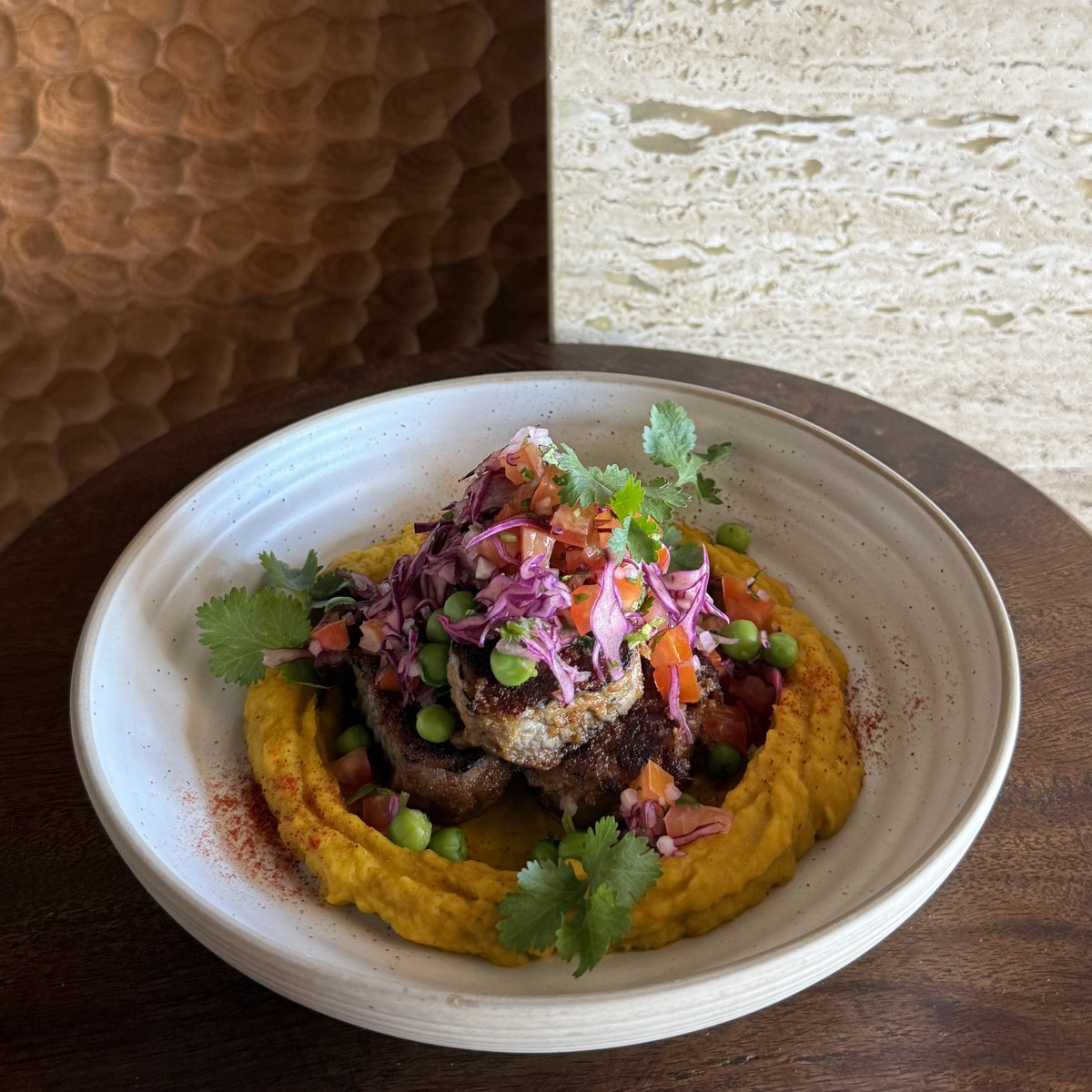 Charred Spiced Eggplant with pumpkin and bean mash