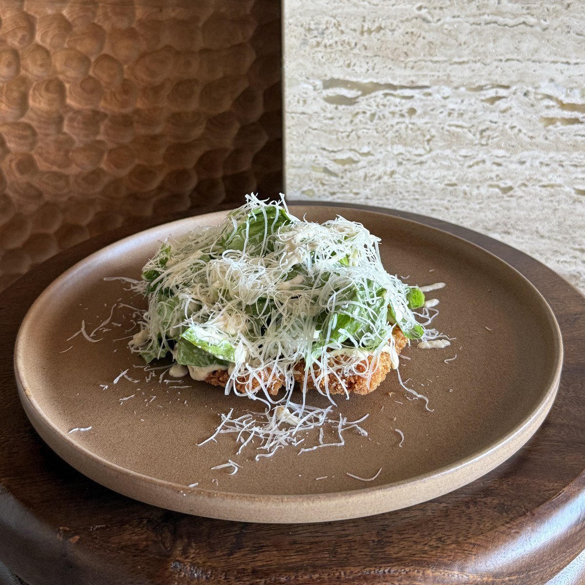 Chicken Caesar Schnitz with parmesan and caesar dressing